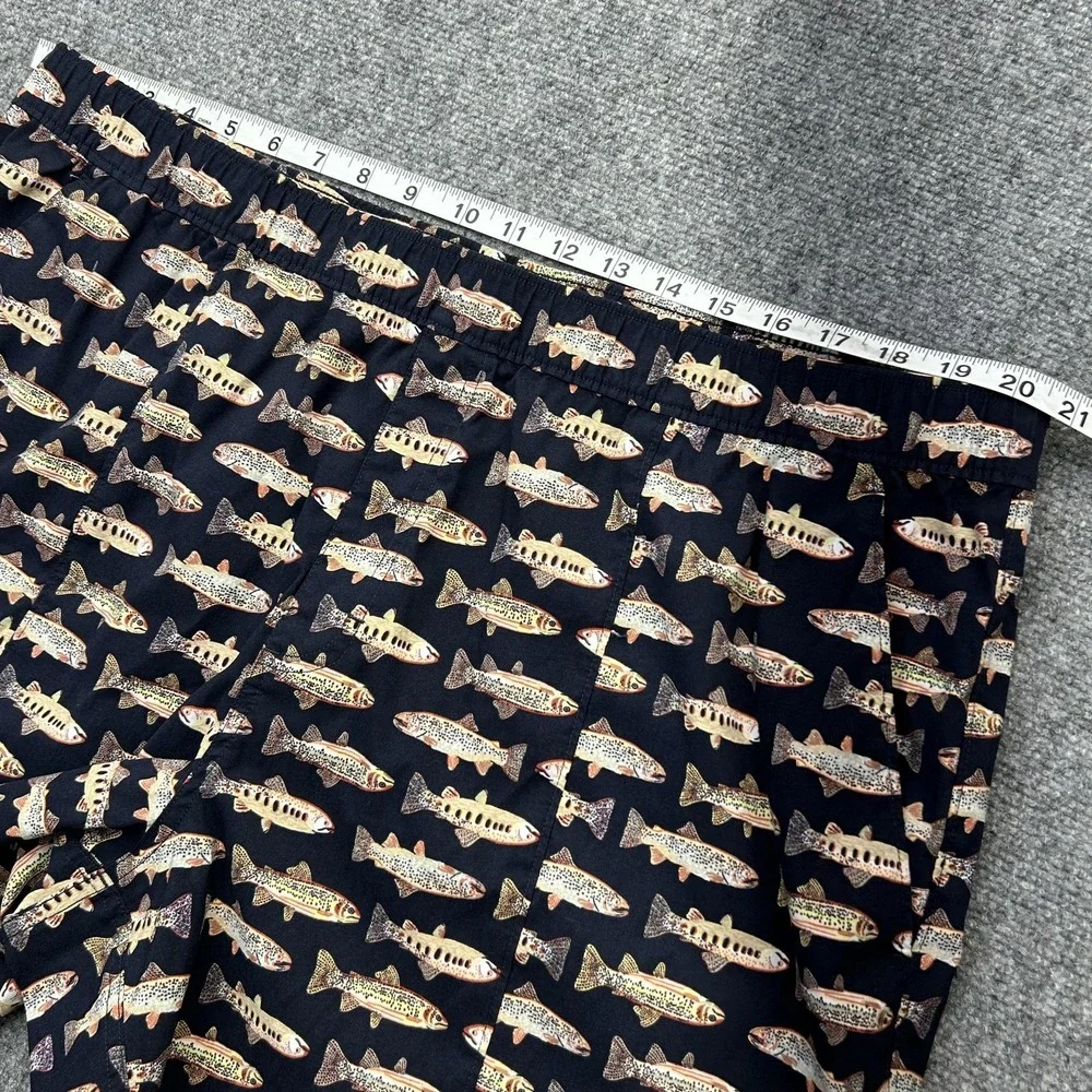 The North Face Fish Print Swim Shorts Mens‎ 2XL Blue Nylon Quick Dry 6